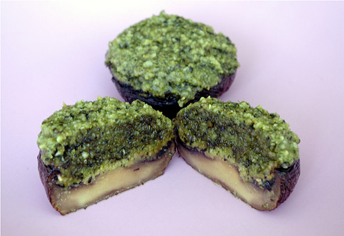 pesto stuffed mushrooms